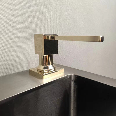 Gold polished brass square soap kitchen dispenser
