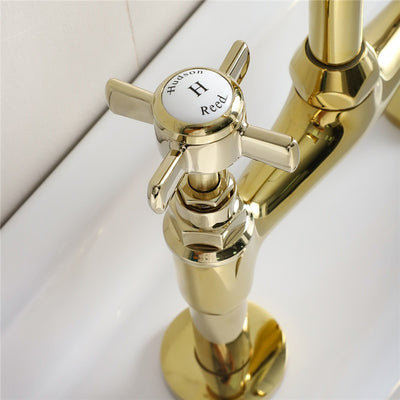 Victorian Gold polish brass 4" inch deck mount bar faucet