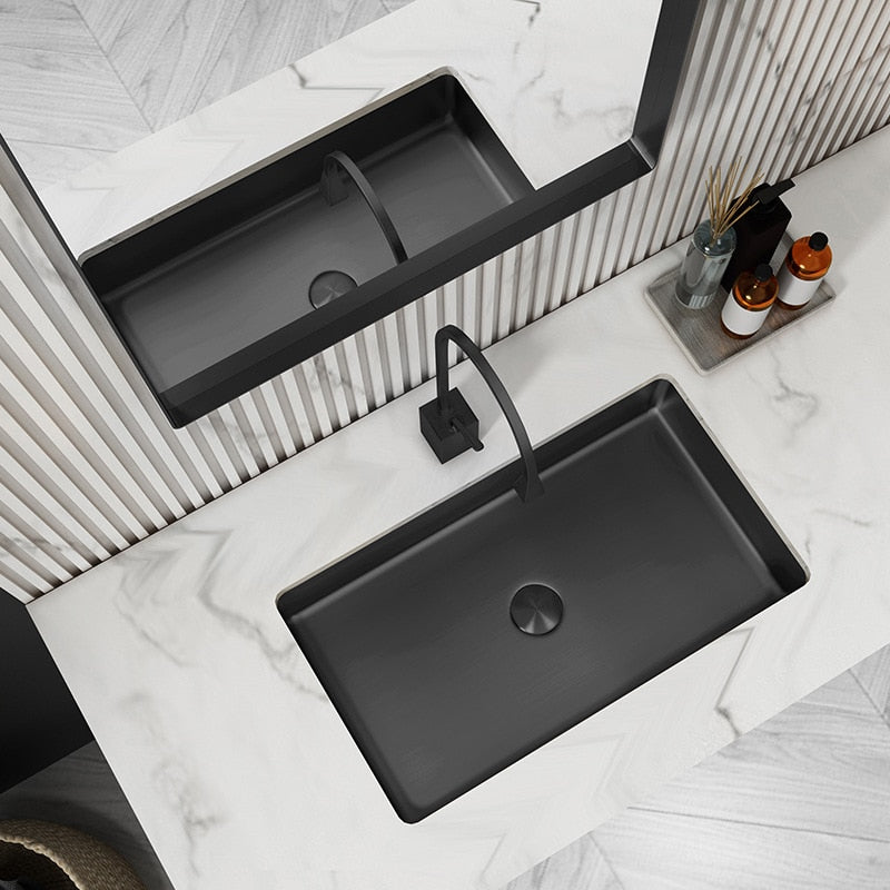 Black stainless steel undermount bathroom sink – sanicanada