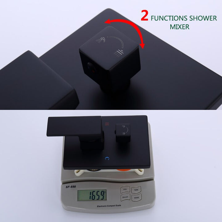 CSA certified-Black matte Square 8" Inch Rain Head 2 Way Diverter Function Shower Kit