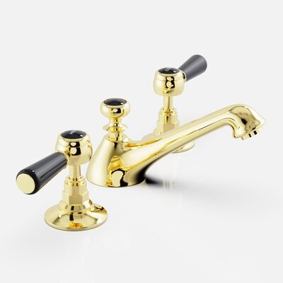 Gabsy-Victorian Gold polish with black two tone 8" inch wide spread bathroom faucet