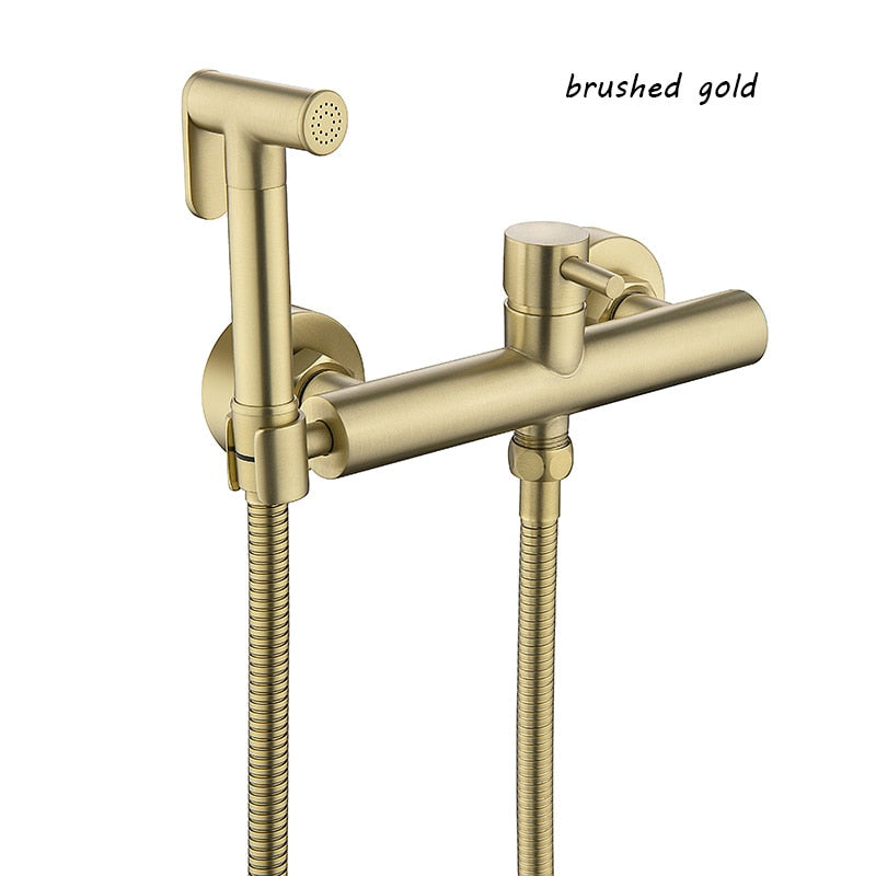 Pharaoh-Gold-Rose Gold-Brushed Gold-Black Hot and Cold water mixer wall mounted shattaf hand spray kit