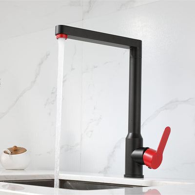 Black with red bar kitchen faucet