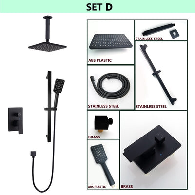 Black matte Square 8" Inch Rain Head 2 Way Diverter Function CUPC Shower Kit