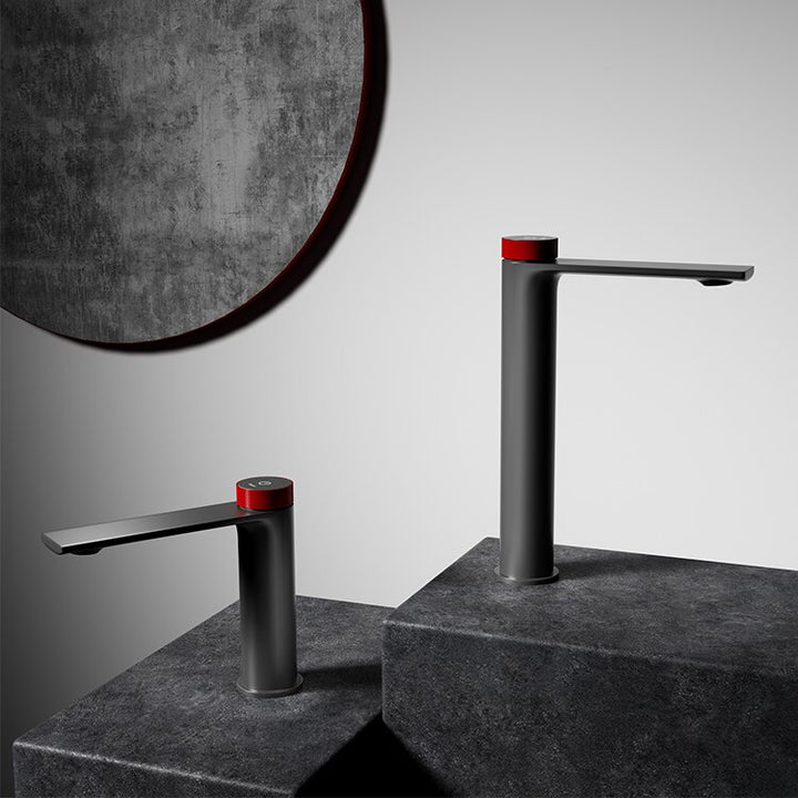 RELOJ-Brushed gold-Black with red-Black- Grey Gun with red Single hole bathroom faucet