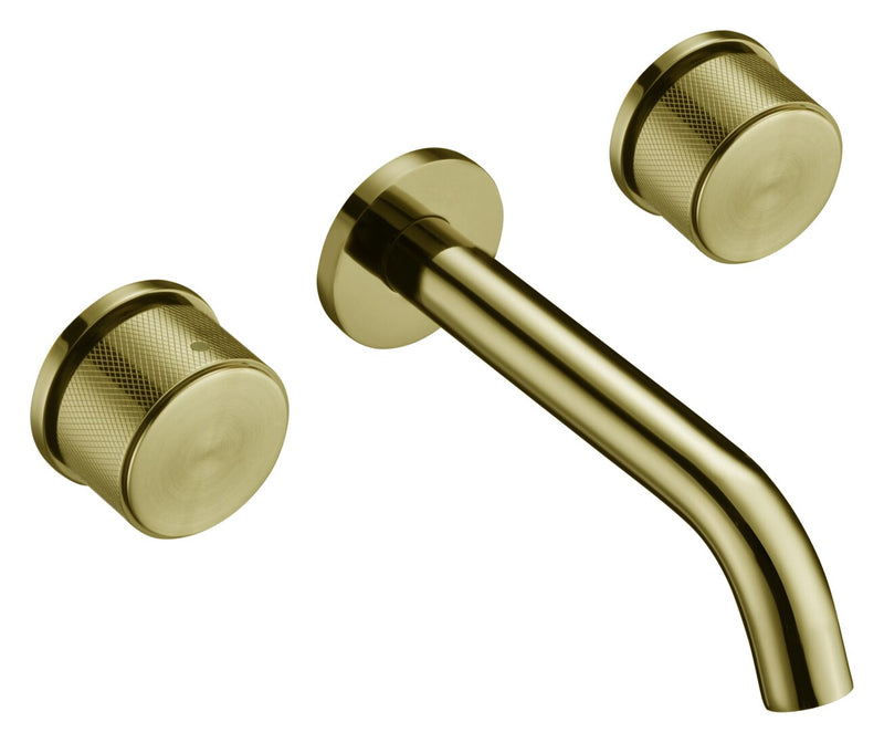 Brushed gold wall mounted bathroom faucet