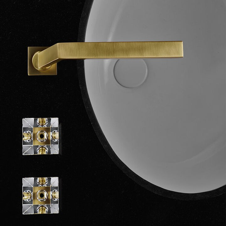 Soleil-Gold with Crystal handles 8" Inch wide spread faucet