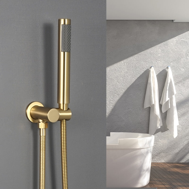 Brushed gold hand spray handle
