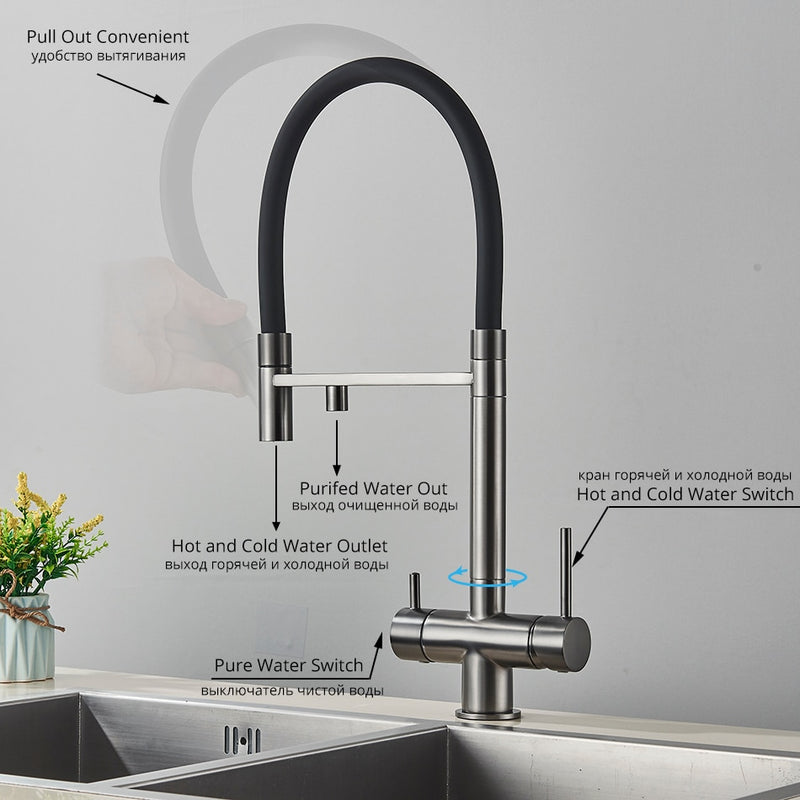 Monica-2 Way Reverse Osmosis water filter and Pull Out Kitchen Faucet