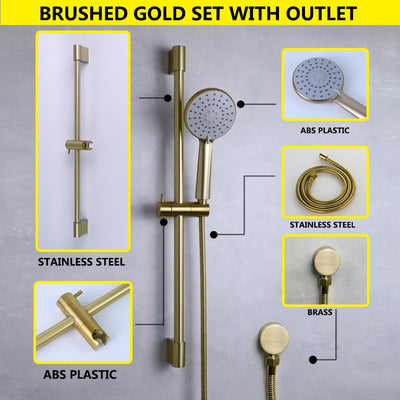Brushed gold-Black-Rose gold-Grey Gun-White Slide shower bar set
