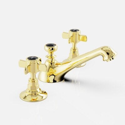 Gabsy-Victorian Gold polish with black two tone 8" inch wide spread bathroom faucet