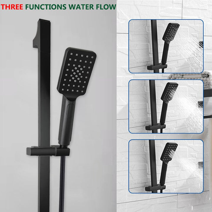 CSA certified-Black matte Square 8" Inch Rain Head 2 Way Diverter Function Shower Kit