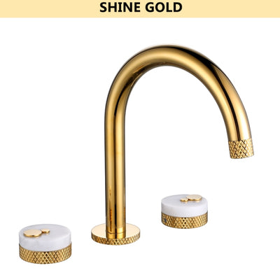 Nordic Gold polished with marble handles 8" inch wide spread bathroom faucet