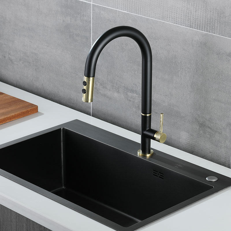 Black with brushed gold kitchen faucet dual pull out sprayer