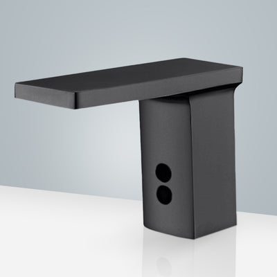 Black Square Commercial Single Hole Sensor Faucet