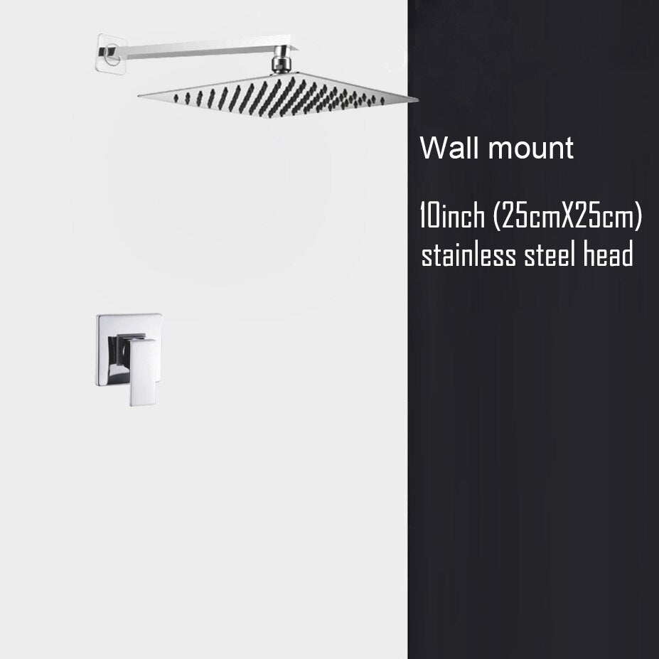 Chrome CSA square rain head 1-2 -3 way pressure balance shower kit