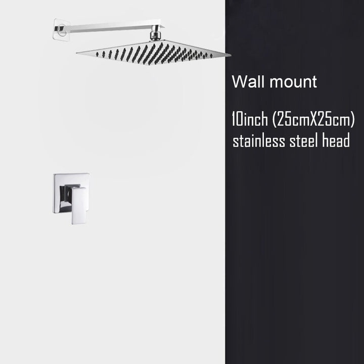 Chrome CSA square rain head 1-2 -3 way pressure balance shower kit