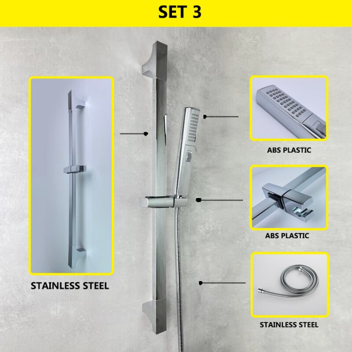 Chrome slide bar shower set