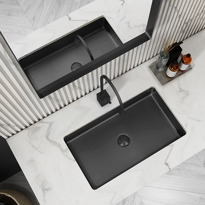 Black stainless steel undermount bathroom sink