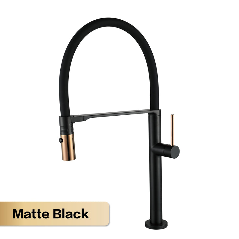 Grey Gun-Black with Rose Gold-Black Matte  Tall Kitchen Faucet