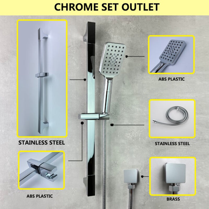 Black square slide bar shower set