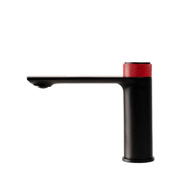 Brushed gold-Black with red-Black- Grey Gun with red Single hole bathroom faucet