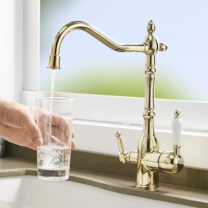 Victorian tradtional Gold polished Brass Victorian 2 Way Function Reverse Osmosis and Kitchen Faucet