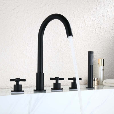 Cross Handle Deckmount Bathtub filler faucet 5 holes completed set