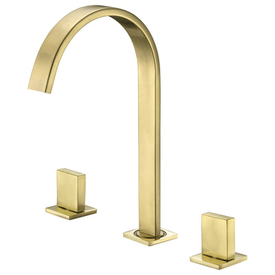 Brushed Gold-Rose Gold 8" Wide spread Bathroom faucet