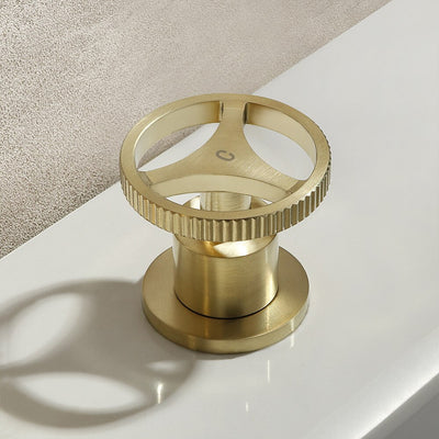 Bergen-Brushed gold Industrial 8" Inch widespread bathroom faucet