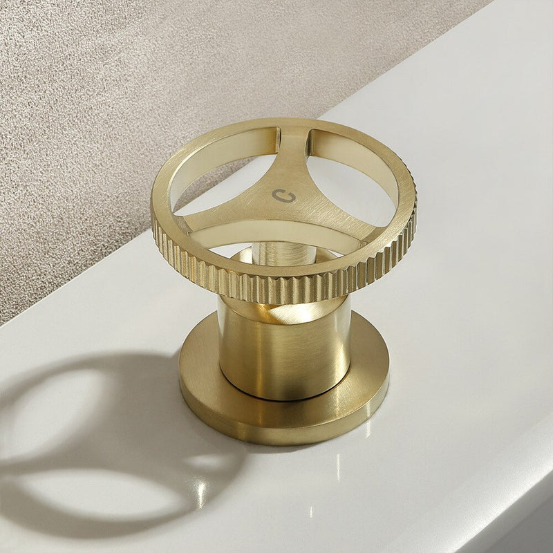 Bergen-Brushed gold Industrial 8" Inch widespread bathroom faucet