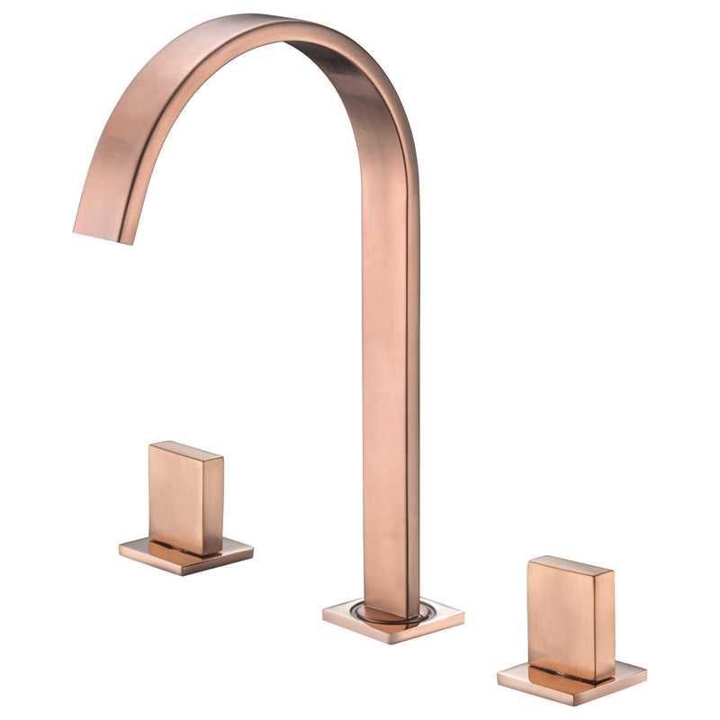 Brushed Gold-Rose Gold 8" Wide spread Bathroom faucet