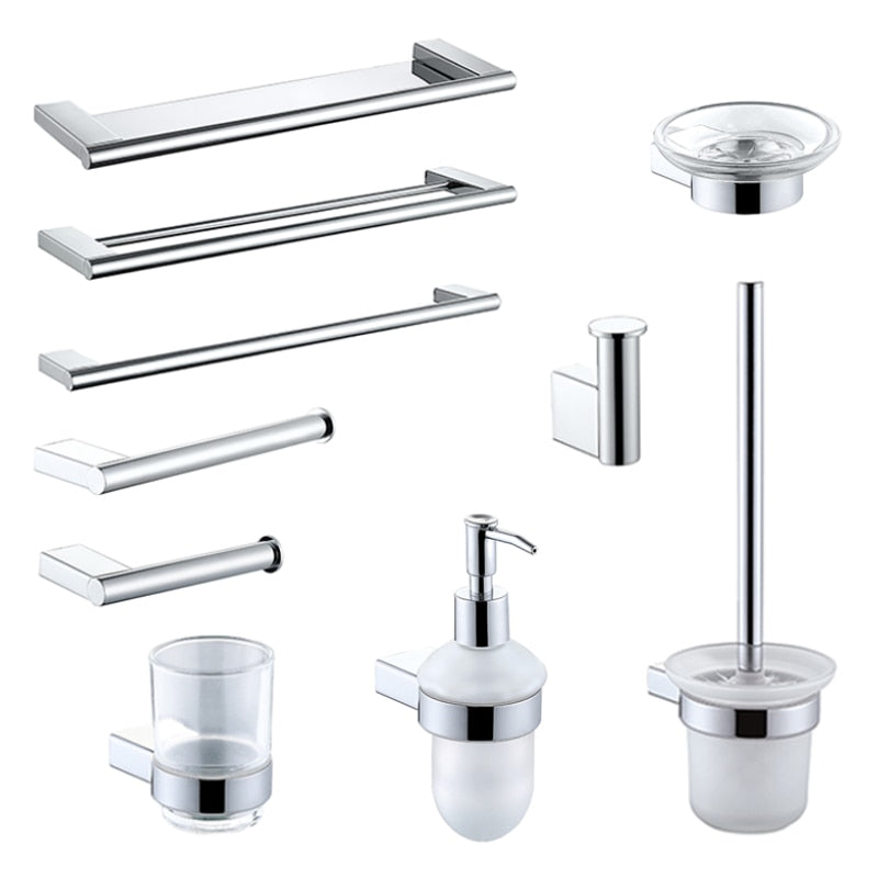 Chrome round bathroom accessories