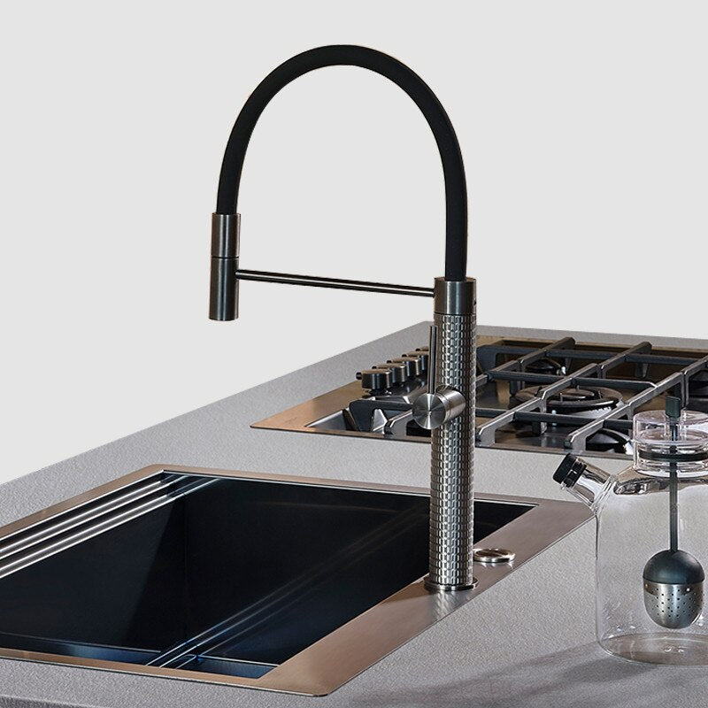 Nordic Design  2023 -Brushed Gold-Gun grey-Black Matte Tall 21" Pull Out Kitchen Faucet