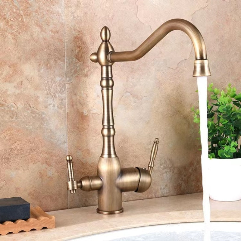 Gold polished Brass Victorian 2 Way Function Reverse Osmosis and Kitchen Faucet