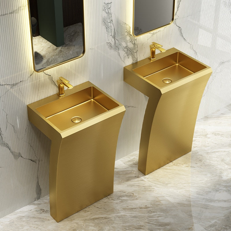 New Nordic design stainless steel pedestal basin sink