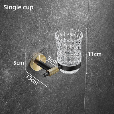 Black with brushed gold bathroom accessories set
