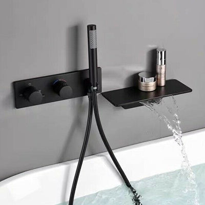 Waterfall Thermostatic wall mounted bathtub filler faucet set