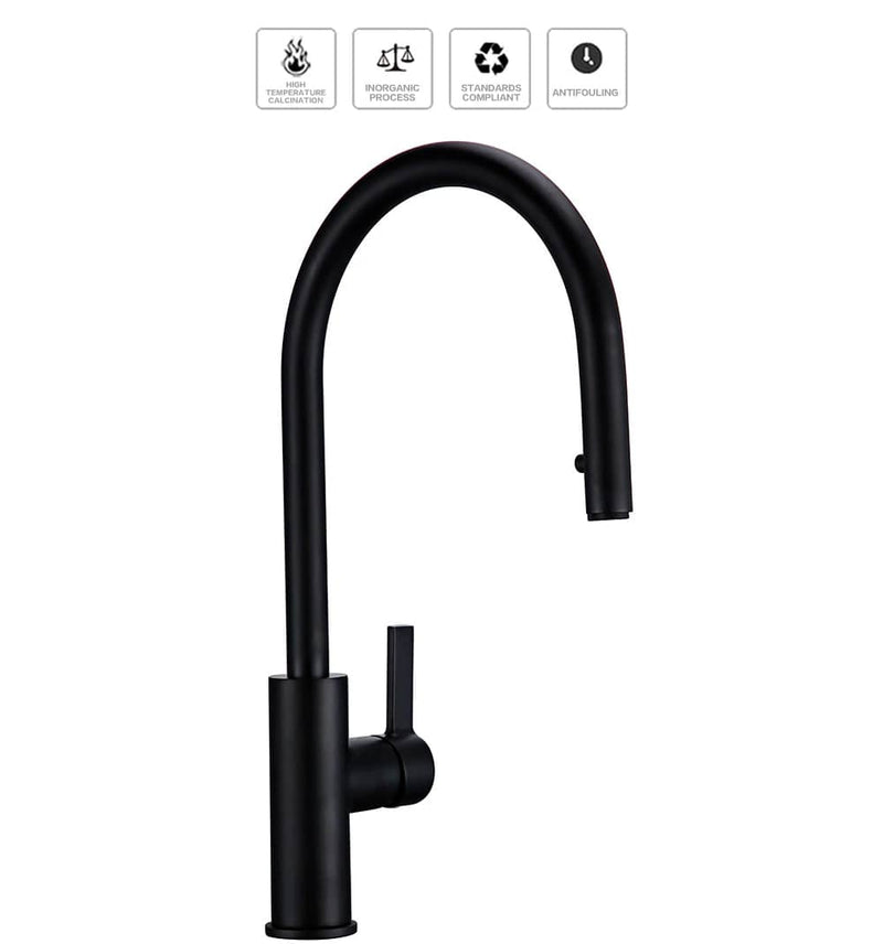 Matte Black Modern Dual Spray Pull Out Kitchen Faucet