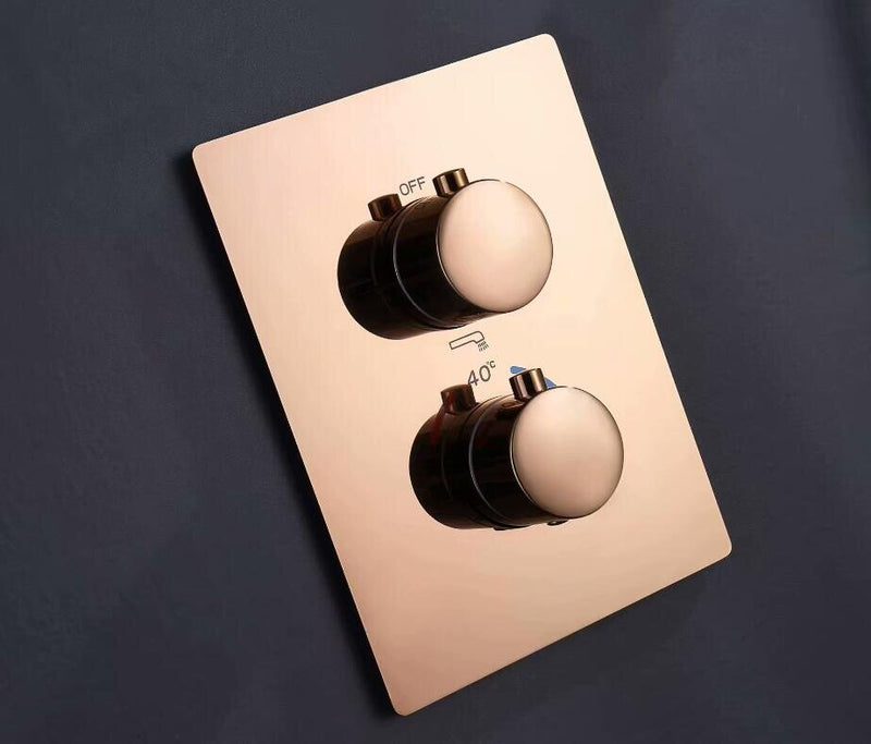 Rose Gold polished Square -3 way function diverter for tub,shower and hand spray completed shower kit