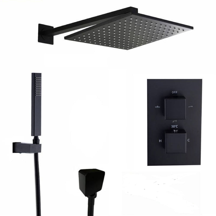 CSA certified- Black square Square 2 Way Thermostatic Shower Kit