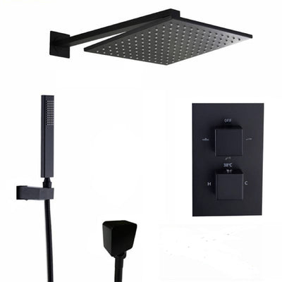 Black Matte CUPC Square 2 Way Thermostatic Shower Kit
