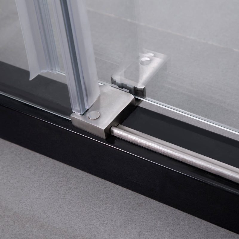 Chrome Frameless Slide Roller Shower Glass Door with Towel Bar 10mm size 60" X 76"