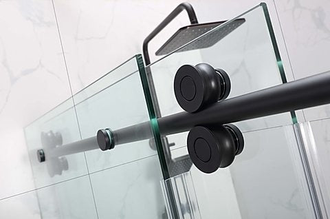 Black Matte Frameless Sliding Bathtub Shower Door 10mm size 60"x60"