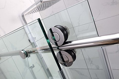 Frameless Slide Shower Door with side panel 60 " X 76" X 36 Inch Side Panel