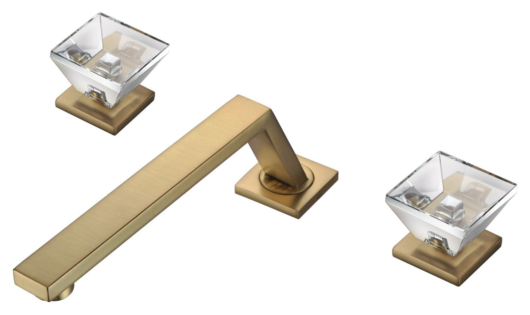 Soleil-Gold with Crystal handles 8" Inch wide spread faucet