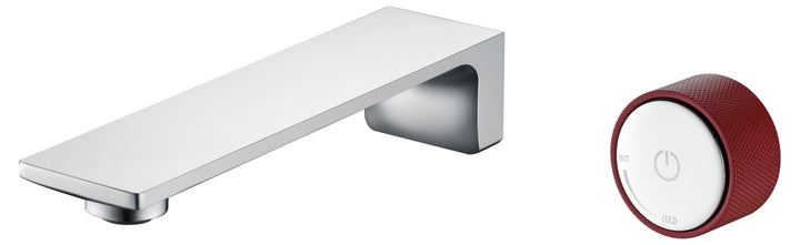 Reno-Chrome with red single lever wall mounted faucet