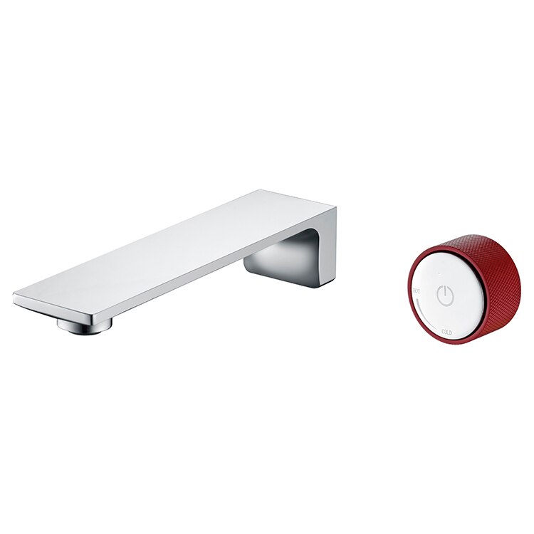 Chrome with red single lver wall mounted faucet