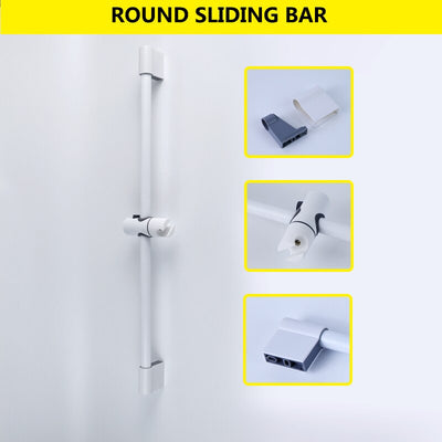 White matte square slide shower bar and spray set