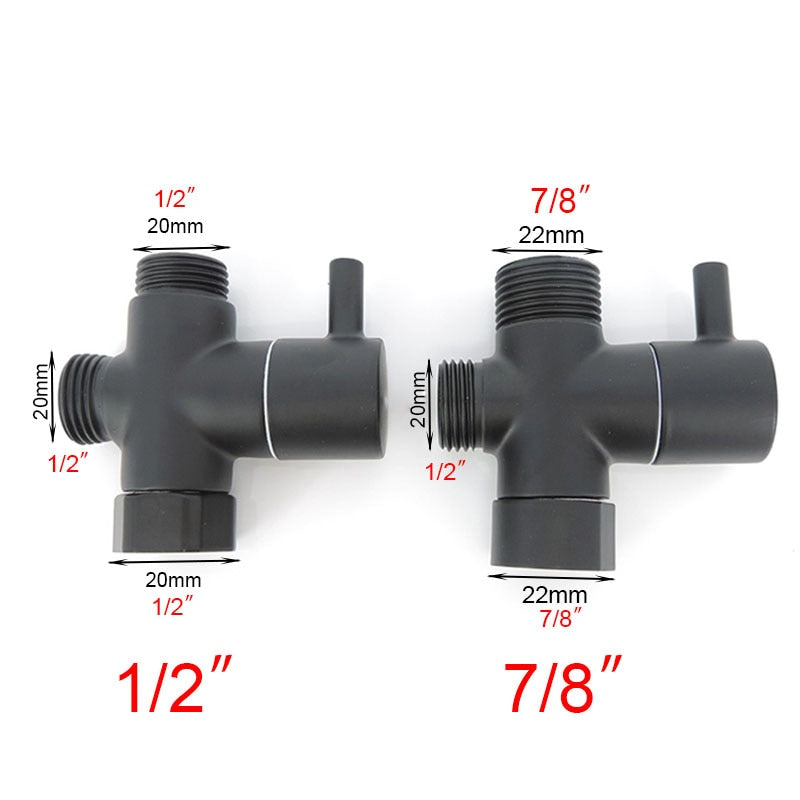 black G7/8" G1/2" 20mm 22mm male Diverter T Valve 3 way Tee Filling valve Water toilet Bathroom Shower Head connector Adapter US